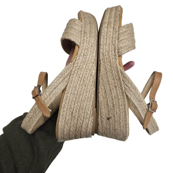 Matt Bernson Women's Espadrille Wedge Sandals Size 8M Tan & Beige Boho Beachy - Picture 6 of 14